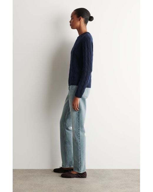 COS Blue Cable-Knit Cashmere Sweater