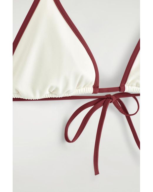 COS White Contrast-Trimmed Triangle Bikini Top