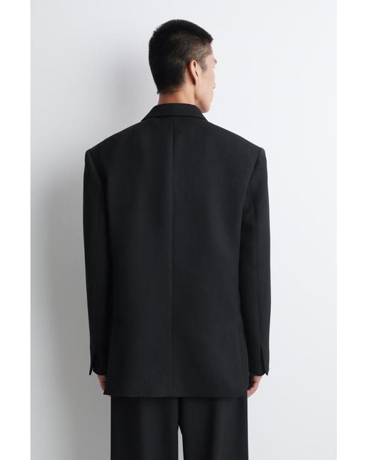 COS Black Double-Breasted Twill Blazer for men