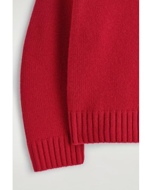 COS Red Cashmere Mock-Neck Sweater