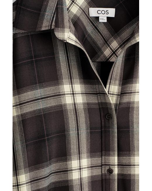 COS Black Checked Open-Collar Shirt Dress