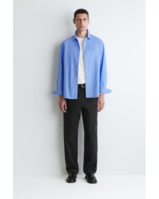 COS Blue Relaxed Pima Cotton Poplin Shirt for men