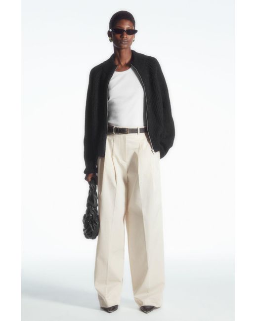 COS White Wide-leg Tailored Twill Pants