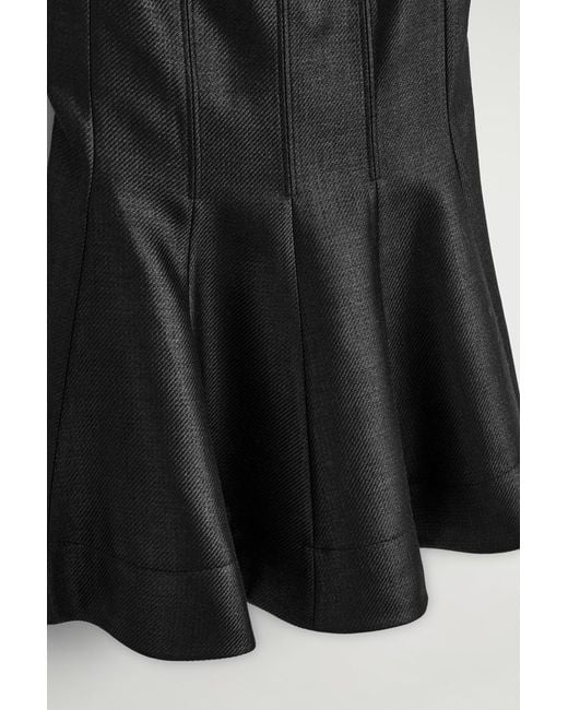 COS Black Metallic Wool-Blend Mini Dress