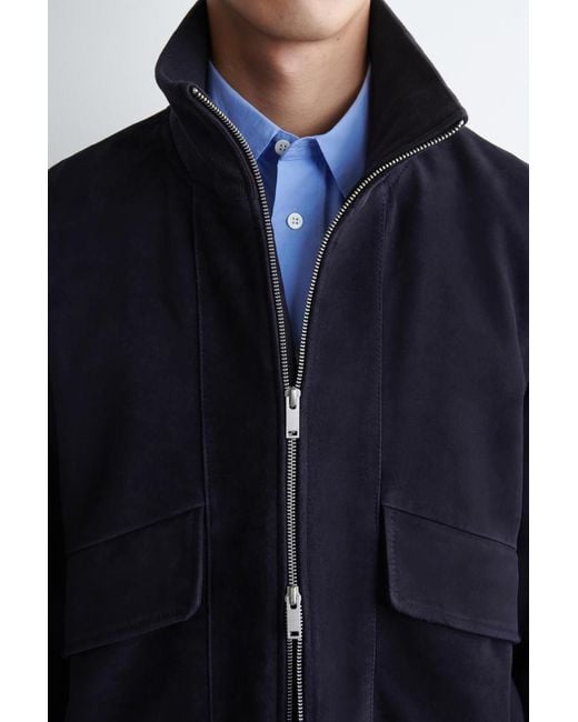 COS Blue Suede Flight Jacket for men