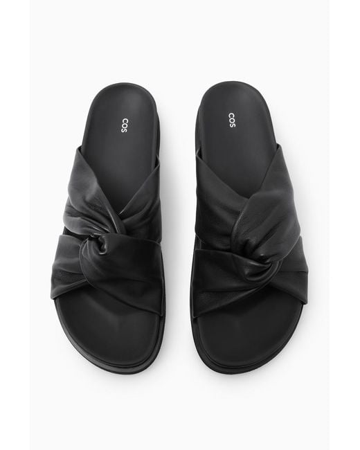 COS Black Crossover Leather Slides