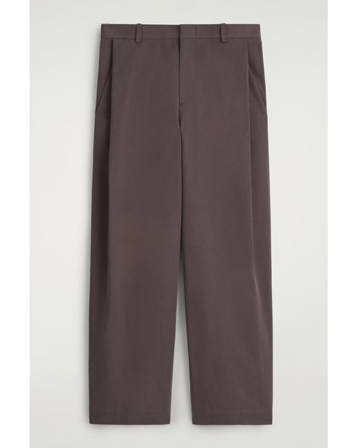 COS Brown Wide-Leg Pleated Cotton Pants for men