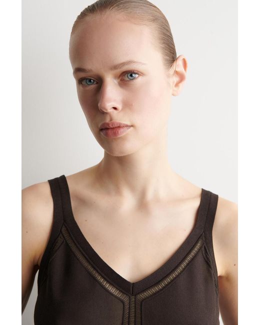 COS Brown Open-Knit Detail Tank Top