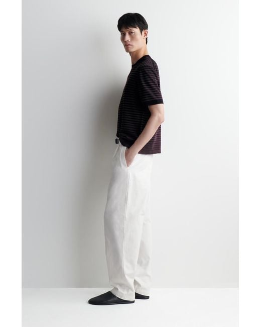 COS Blue Striped Knitted Cotton T-Shirt for men