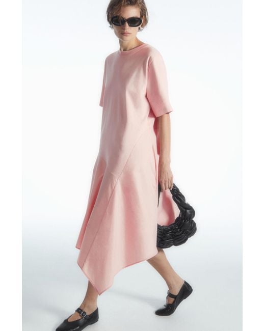 COS Pink Asymmetric T-shirt Dress