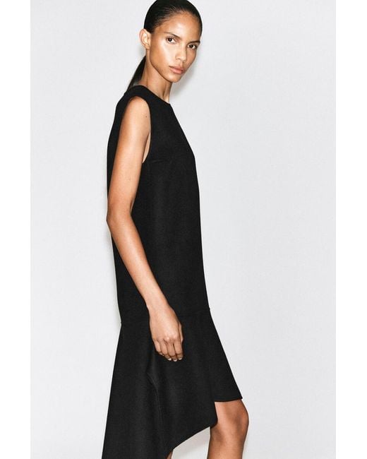 COS Black Dropped-Waist Double-Faced Wool Dress