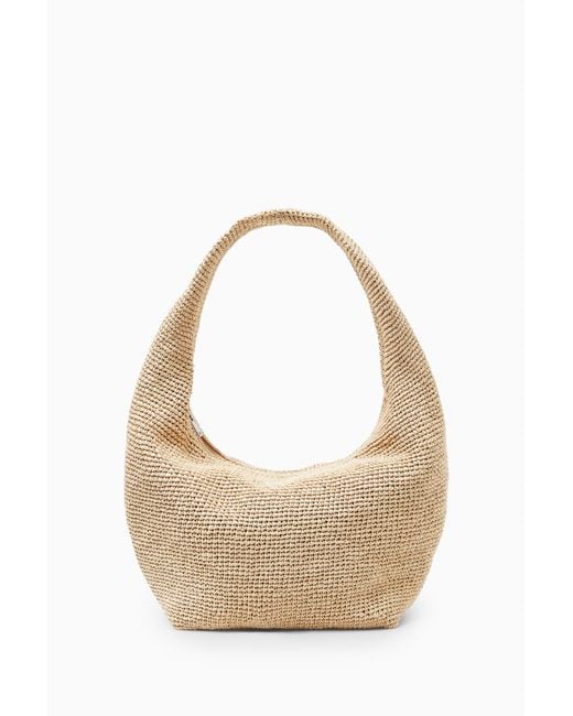 COS White Mini Sling Bag - Raffia
