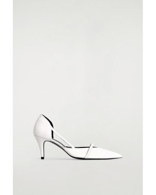 COS White Strap-Detail Leather Pumps