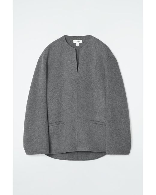COS Gray Double-faced Wool Blouse