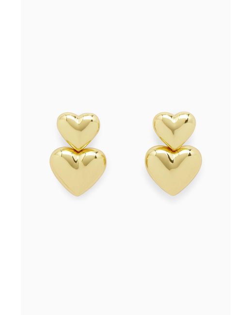 COS Metallic Convertible Heart Drop Earrings