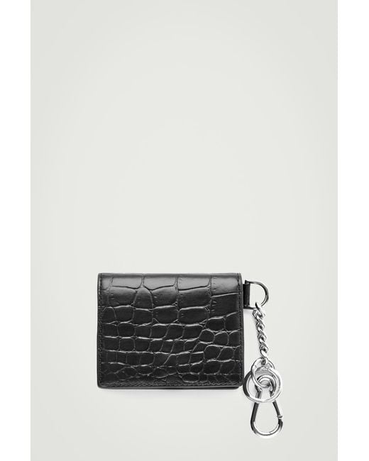 COS Black Croc-effect Leather Wallet for men