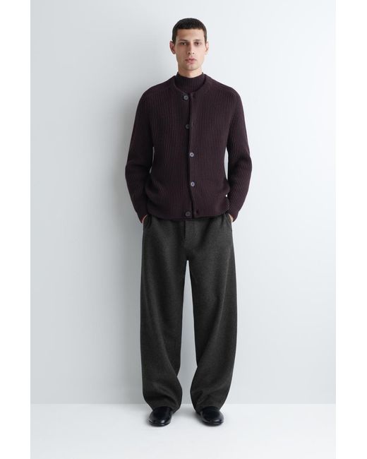 COS Blue Ribbed Wool Crew-Neck Sweater for men