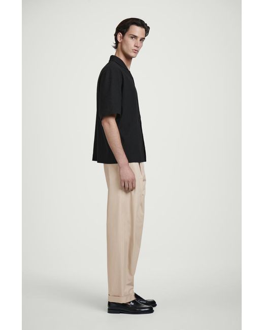 COS Black Crinkled-Cotton Shirt for men