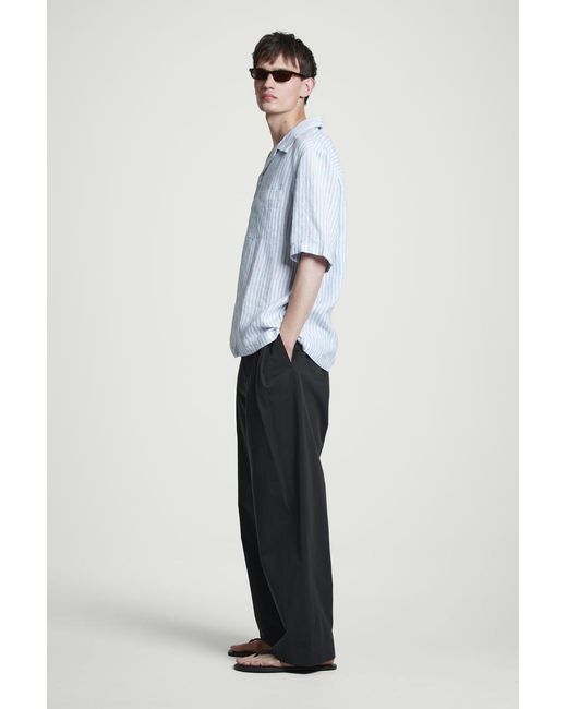 COS Blue Camp-collar Linen Shirt for men