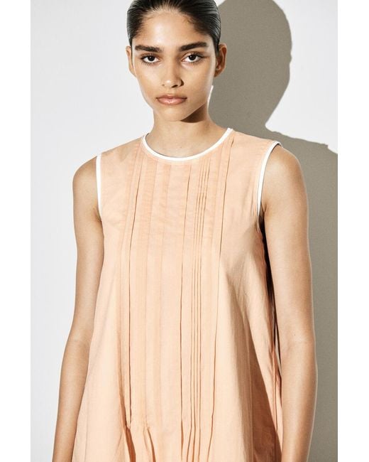 COS Natural Layered Pintucked Mini Dress