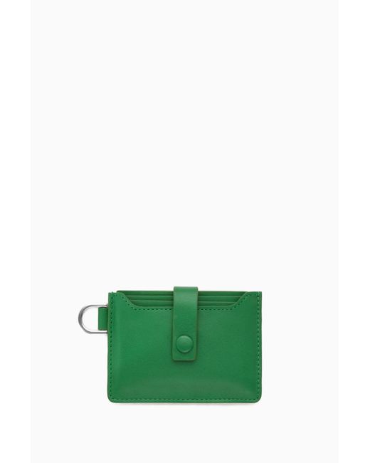 COS Green D-ring Leather Cardholder for men