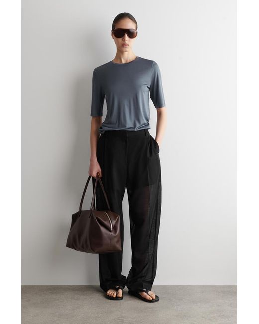 COS Blue Fluid Silk T-Shirt