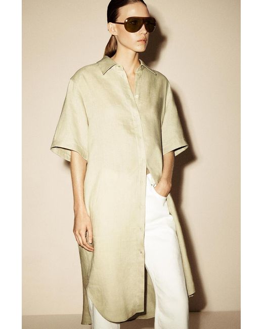 COS Natural Short-Sleeved Linen Shirt Dress