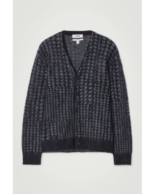 COS Black Houndstooth Mohair-blend Cardigan for men