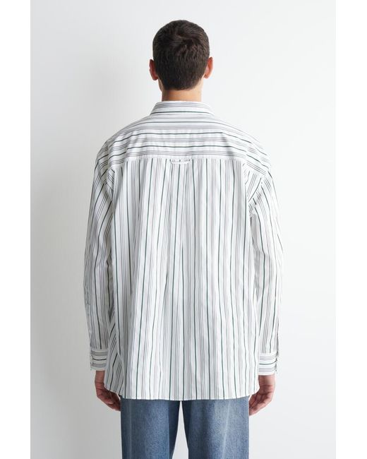 COS White Oversized Striped Cotton-Poplin Shirt for men