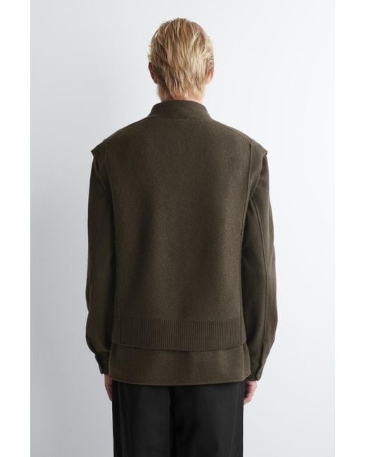 COS Green Buttoned Boiled-Wool Vest for men