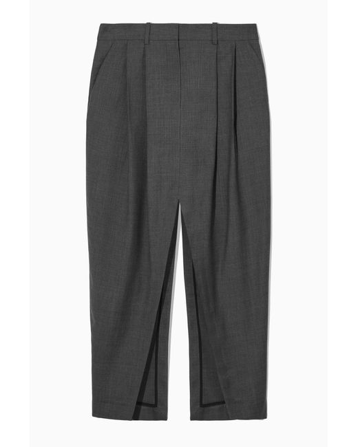 COS Gray Deconstructed Wool Pencil Skirt