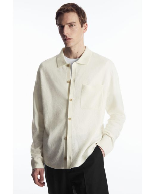 COS White Knitted Boiled-wool Shirt for men