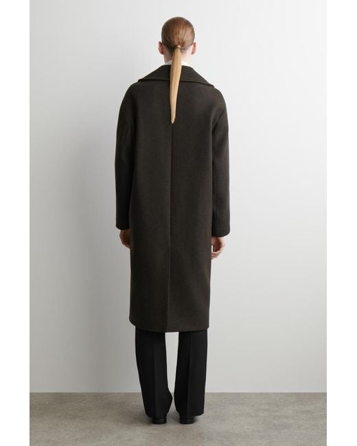 COS Black Oversized Double-Breasted Wool Long Coat