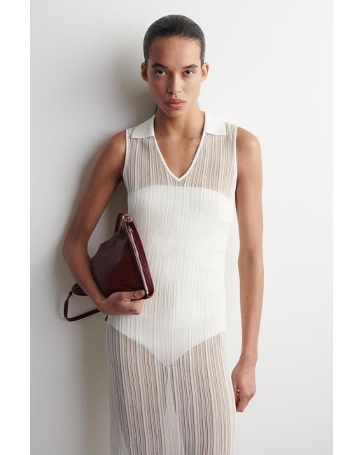 COS White Sheer Lace-Knit Dress