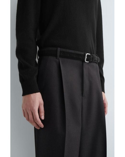 COS Black Pleated Wool Relaxed-Fit Trousers for men