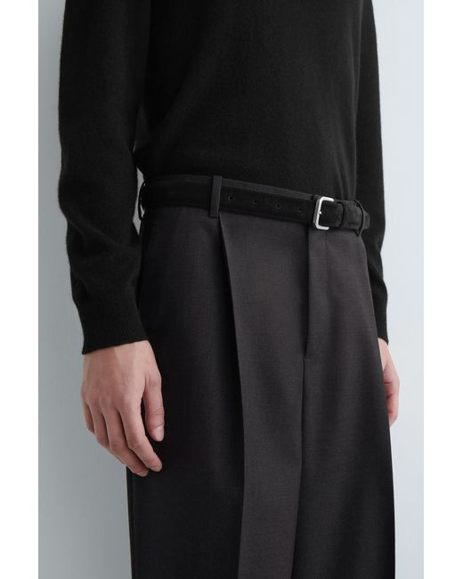 COS Black Pleated Wool Relaxed-Fit Trousers for men