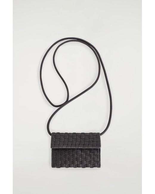 COS Brown Braided Leather Cardholder