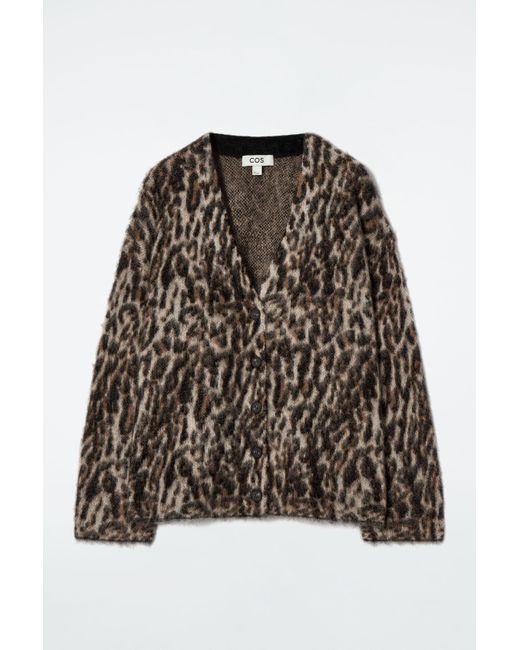 COS Brown Leopard-jacquard Mohair-blend Cardigan