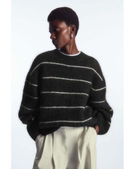 COS Black Textured Mohair-blend Sweater