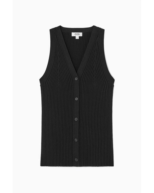 COS Black Rib-knit V-neck Vest
