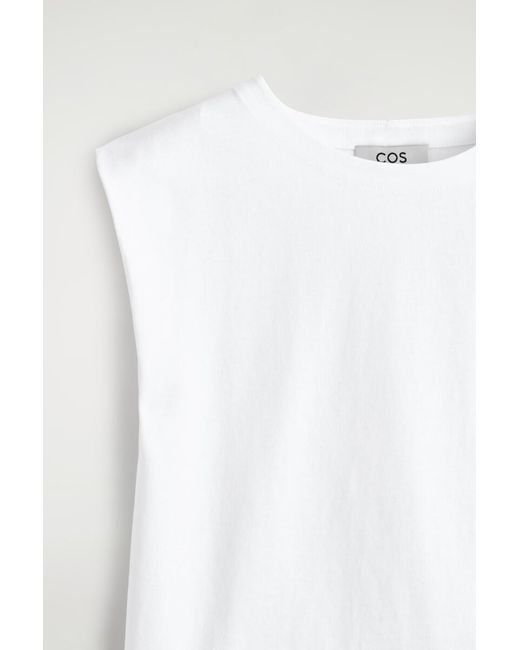 COS White Folded-Shoulder Cotton-Jersey Tank Top