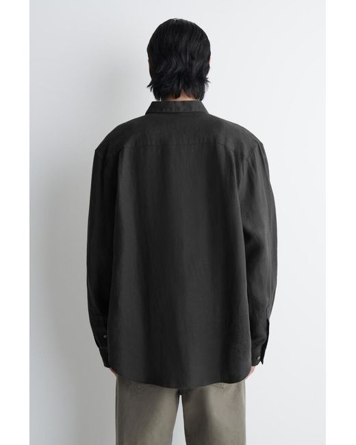 COS Black Relaxed Linen Shirt for men