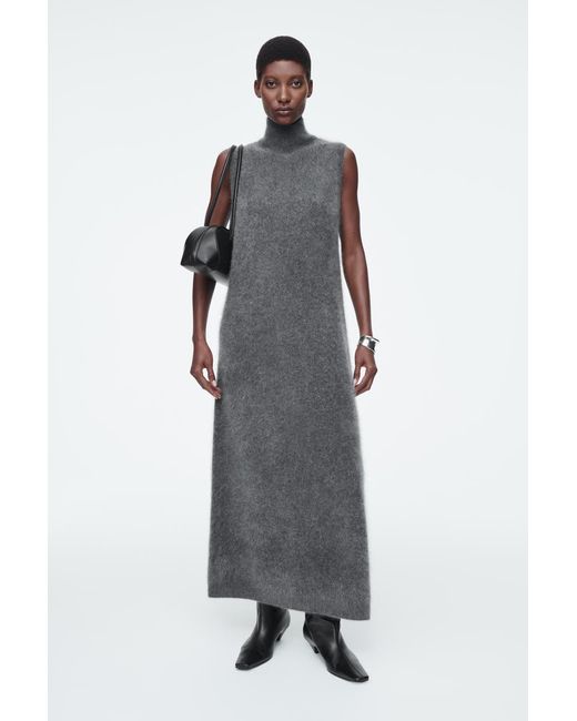 COS Gray Maxikleid Aus Gebürstetem Kaschmir