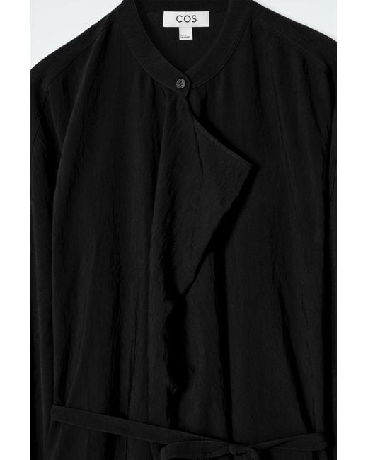 COS Black Draped Belted Midi Dress