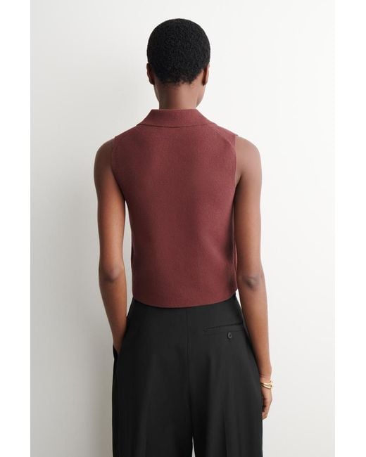 COS Red Bouclé-Knit Vest