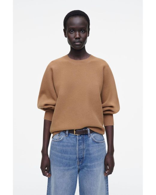 COS Brown Rounded Double-faced Wool Sweater