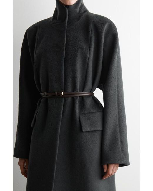 COS Gray Tailored Wool-Zibeline Long Coat
