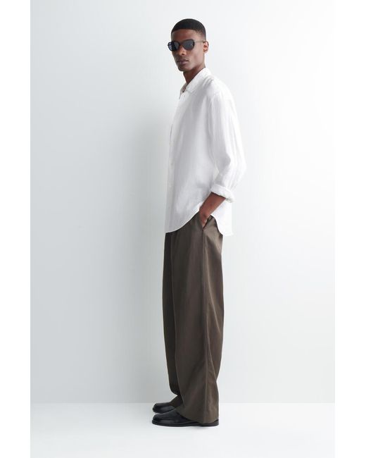 COS White Wide Oversized Cotton Oxford Shirt for men