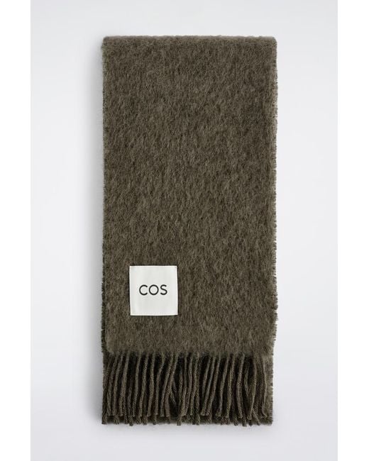 COS Green Fringed Mohair Scarf for men