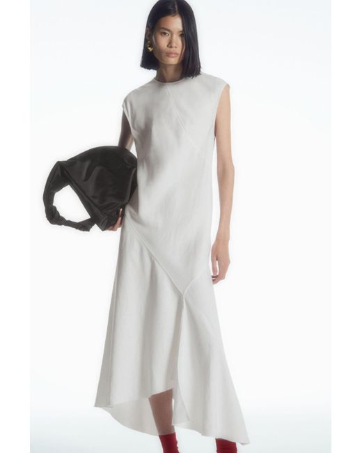 COS White Draped Asymmetric Maxi Dress